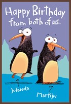 verjaardag kaart chocolade pinguins